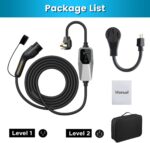 J Junsun Portable Level 1 and Level 2 EV Charger 240V 32A (7.68kw)