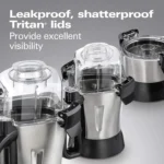 Hamilton Beach Professional 4-in-1 Juicer Mixer Grinder,Commercial-Grade 1400 Watt Motor,120V,3 Leakproof Jars,For Wet and Dry Spices,Chutneys and Curries,Engineered in India & USA (58770)