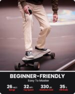 Caribou Electric Skateboard with Remote, 26 Miles Range, 32 Mph Top Speed, 2 x 1000W Hub-Motor, Electric Longboard for Adults & Teens Beginners, 6 Months Warranty