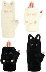 2 Pairs Winter Women Gloves Thick Warm Soft Plush