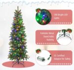 GOFLAME 5ft Pre-lit Pencil Christmas Tree,Artificial Christmas Tree with 180 LED Lights