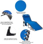 4-Fold Outdoor Folding Chaise Lounge Chair for Beach,Sunbathing,Patio,Pool,Lawn,Deck,Portable Lightweight Heavy-Duty Adjustable Camping Reclining Chair with Pillow,Blue