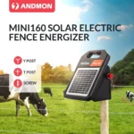 Andmon 10 Miles Solar Electric Fence Charger with Day or Night Mode