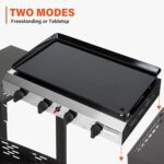 Hykolity 4 Burner Flat Top Gas Griddle with Ceramic Coated Iron Pan