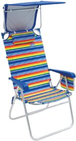 Beach HiBoy 17 Extended Seat Height Folding Beach Chair with Sun Shade Canopy Cover