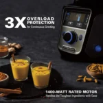 Hamilton Beach Professional 4-in-1 Juicer Mixer Grinder,Commercial-Grade 1400 Watt Motor,120V,3 Leakproof Jars,For Wet and Dry Spices,Chutneys and Curries,Engineered in India & USA (58770)