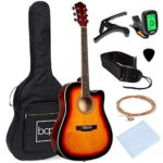 Best Choice Products 41in Full Size Beginner All Wood Cutaway Acoustic Guitar Starter Set with Case,Strap,Capo,Strings,Picks,Tuner ?C Sunburst