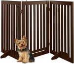 3-Panel Freestanding Wooden Pet Gate w/Walk Through Door