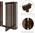 3-Panel Freestanding Wooden Pet Gate w/Walk Through Door