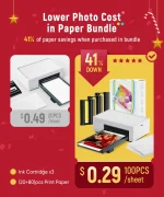 Liene 4x6'' Photo Printer,100 Sheets,Full-Color Photo,for iPhone Android