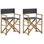 2 Folding Bamboo Director's Chairs