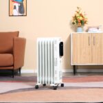 Andoer 1500W 7-Fin Oil Filled Radiator Electric Space w/ Remote & Wheels,White