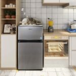 g Mini Fridge with Freezer,3.1 Cu.Ft Small Refrigerator,Compact Refrigerator with LED Light,2 doors,Mini Fridge for Bedroom,Office,Dorm,RV,Garage,Stainless Steel Sliver -HPVFR310