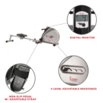 Sunny Health & Fitness Elastic Cord Rowing Machine Rower with LCD Monitor for Full Body Gym Workouts at Home Exercise,SF-RW5606