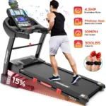 Famistar Folding Treadmill for Home with 15 Levels Auto Incline,300LB Capcity,10MPH Fast Speed Controls