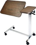 Vaunn Medical Adjustable Tilt Overbed Bedside Table with Wheels