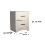 24 Inch Modern Rustic Composite Wood Nightstand,2 Drawers,Oak White By Casagear Home