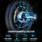 Eletric Bike for Adults,750W Motor 48V 20Ah Removable Battery 26'' Fat Tire Folding E-Bike Shimano 21-Speed MTB Cycling UL2849