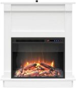 Ameriwood Home Ellsworth Fireplace with Mantel,White - Cozy Electric Heater
