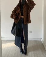 Leather jacket with fur