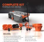 36-Gallon Portable Camper / RV Tote Tank - Features Large Heavy-Duty No-Flat Wheels & Built-In Gate Valve - Removable Steel Tow Adapter,3 ?RV Sewer Hose & More RV Accessories (39006)