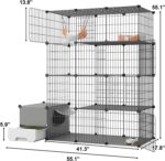 Oneluck Cat Cage with Litter Box,4-Tier DIY Cat Enclosures for 1-2 Cat