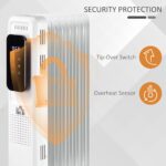 Andoer 1500W 7-Fin Oil Filled Radiator Electric Space w/ Remote & Wheels,White