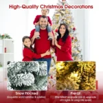 iFanze 6ft Pre-Lit Snow Flocked Christmas Tree with 1000 Tips 250 Warm Lights,Hinged Artificial Holiday Xmas Pine Tree