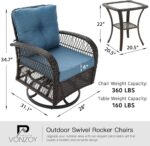 VONZOY 3 Pieces Patio Furniture Set with Rocking Chair,Thickened Cushions