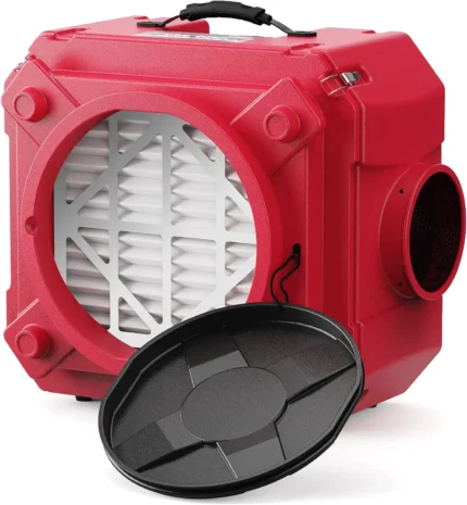 Air Scrubber with 3 Stage Filtration,Stackable Negative Air Machine for Industrial and Commercial Use,Heavy Duty Air Cleaner with MERV-10 Filter,HEPA/Activated carbon Filter,Red
