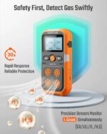 TOPTES 4 Gas Monitor Multi Gas Detector with Vibration,Visual and Audible Alarms
