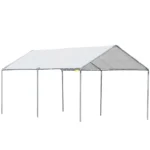 Outsunny 10'x20' Carport Heavy Duty Galvanized Car Canopy with Included Anchor Kit,3 Reinforced Steel Cables,White