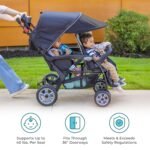 Gaggle by Foundations Compass Quad 4 Seat Stroller | 4-Seat Stroller for Daycare | Oversized UV Blocking Canopy | 5-Point Harness | Easy Loading | Storage Bucket | Teal