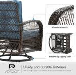 VONZOY 3 Pieces Patio Furniture Set with Rocking Chair,Thickened Cushions