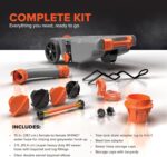 36-Gallon Portable Camper / RV Tote Tank - Features Large Heavy-Duty No-Flat Wheels & Built-In Gate Valve - Removable Steel Tow Adapter,3 ?RV Sewer Hose & More RV Accessories (39006)