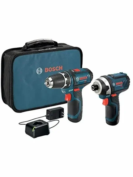 BOSCH CLPK22-120 12V Max Cordless 2-Tool 3/8 in. Drill/Driver and 1/4 in. Impact Driver Combo Kit with 2 Batteries,Charger and Case,Blue