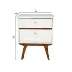 26" 2-Drawer Nightstand with Angled Legs,White and Brown By Casagear Home