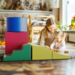 Piece PU Leather Toddler Climbing Toys Indoor,Foam Climbing Blocks for Toddlers 1-3,Soft Play Climbing for Toddlers,Climb and Crawl Foam Playset (PU Waterproof)