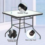 5 Piece Wicker Patio Dining Set,Outdoor Rattan Table and Chairs Sets for 4,Tempered Glass Top with Umbrella Hole Great for Deck Garden Yard Balcony,Black