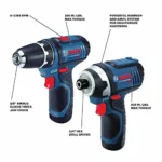 BOSCH CLPK22-120 12V Max Cordless 2-Tool 3/8 in. Drill/Driver and 1/4 in. Impact Driver Combo Kit with 2 Batteries,Charger and Case,Blue