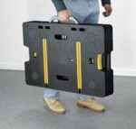 Keter &ndash; 197283 Folding Table Work Bench for Miter Saw Stand, Woodworking Tools and Accessories with Included 12 Inch Wood Clamps &ndash; Easy Garage Storage Black/Yellow